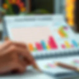 An illustrated budget planner with colorful charts