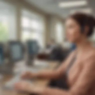 A close-up of a bank branch interior showcasing customer service