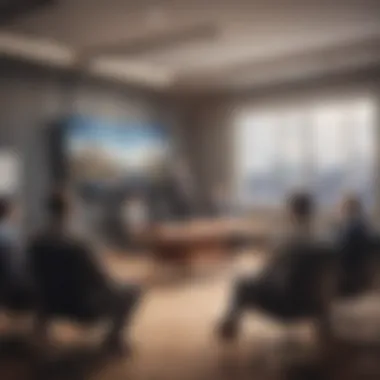 Inspiring Vision Statement Presentation An inspiring conference room with a vision statement presentation