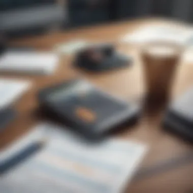 A calculator and a credit card on a desk