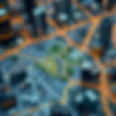 Urban zoning map highlighting different land use regulations