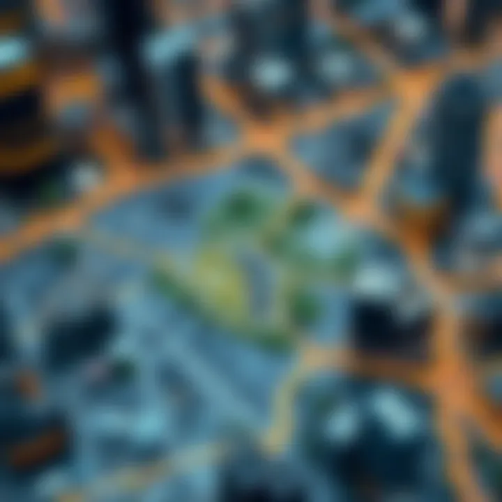 Urban zoning map highlighting different land use regulations