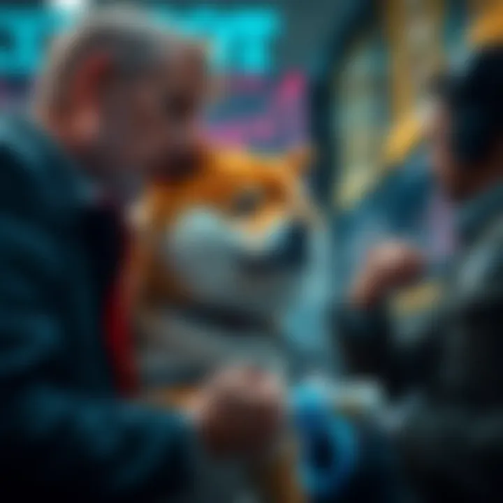 Investors Navigating Cryptocurrency Trends Investors analyzing cryptocurrency trends and strategies.