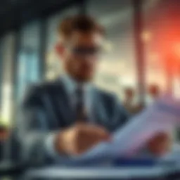 Business professional reviewing documents