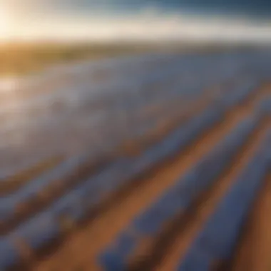 Expansive Solar Installations Aerial view of a solar farm