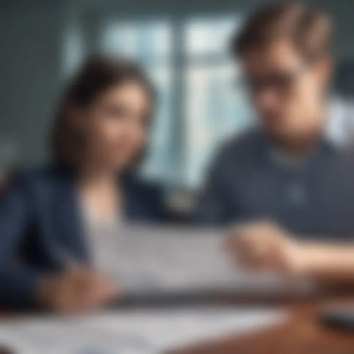 A young person reviewing financial documents with a guardian