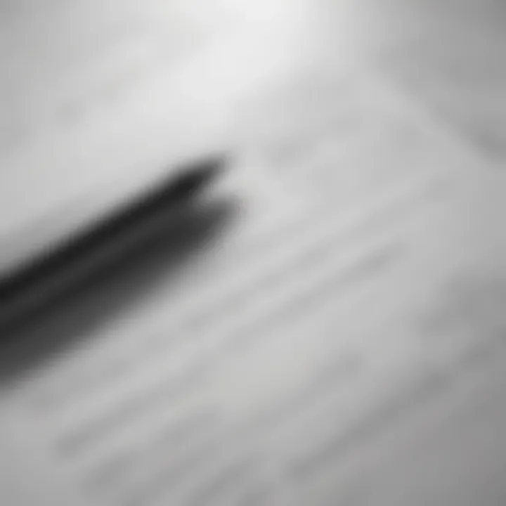 Close-up of legal documents and a pen