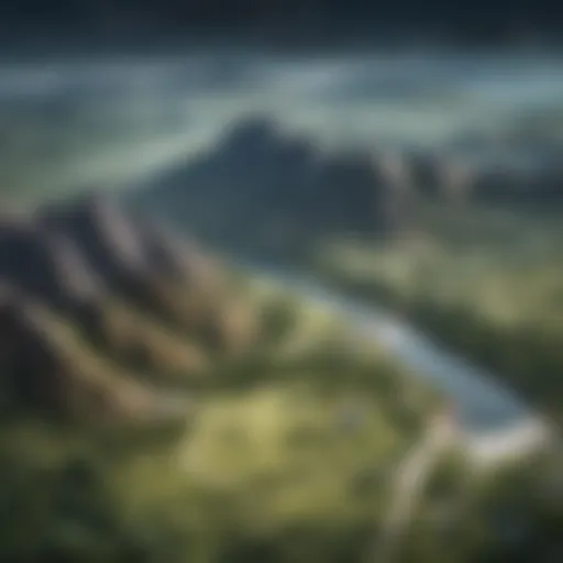 Aerial view of diverse land parcels showcasing various terrains