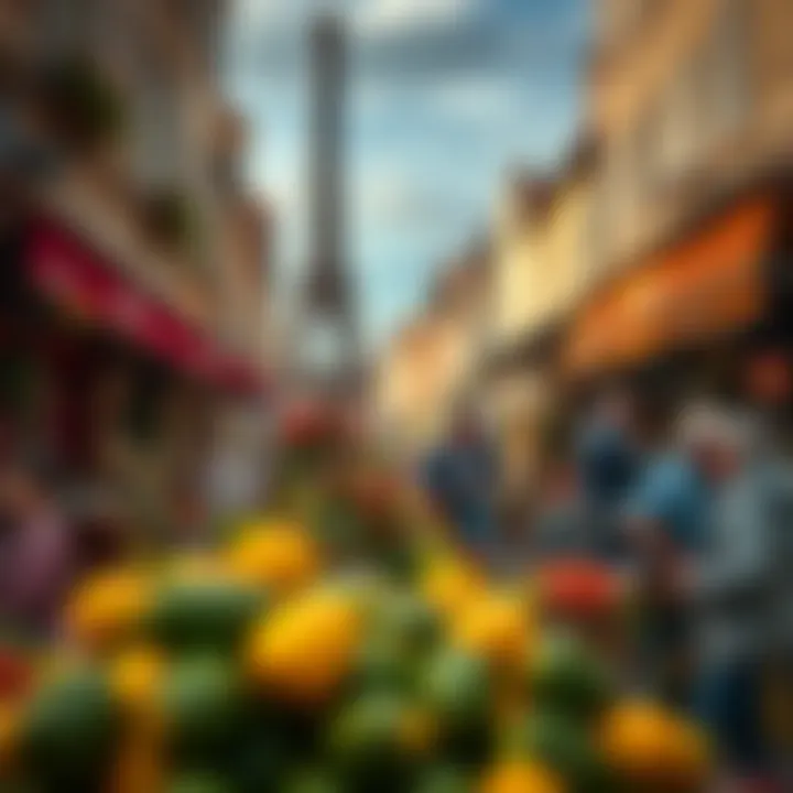 Vibrant Atmosphere of a French Market Breathtaking view of a traditional French market