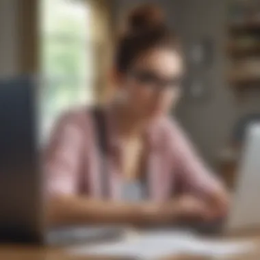 Conceptual image of a student studying with a laptop