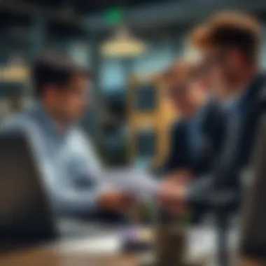 Tax preparers collaborating and discussing software solutions