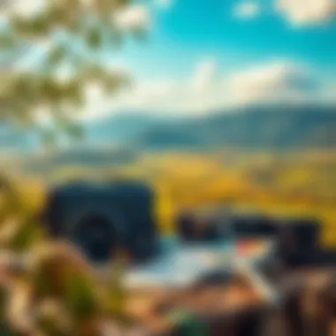 Travel Essentials for Reward Maximization A scenic landscape with travel essentials