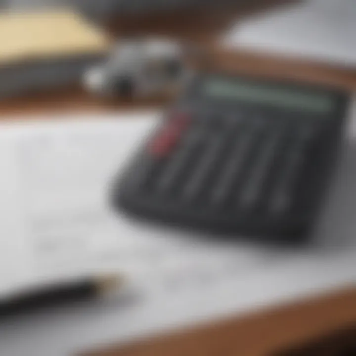 A calculator and mortgage documents placed on a desk