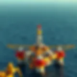 Aerial view of an oil rig in the ocean